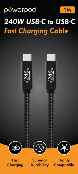 1m 240W USB-C to USB-C  Fast Charging Cable